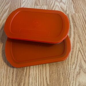 Pampered Chef 2 Freezer Storage Containers with Lids 100078 Quick Freeze Orange